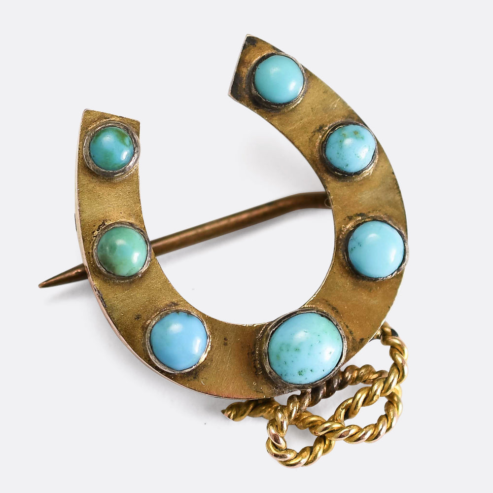 Victorian Turquoise Lucky Horseshoe Brooch