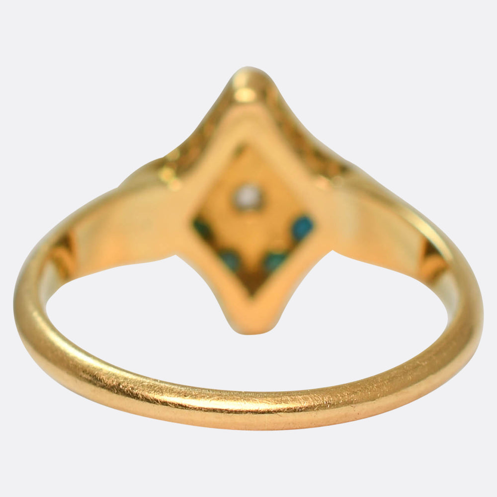 Victorian Turquoise & Diamond Cluster Ring