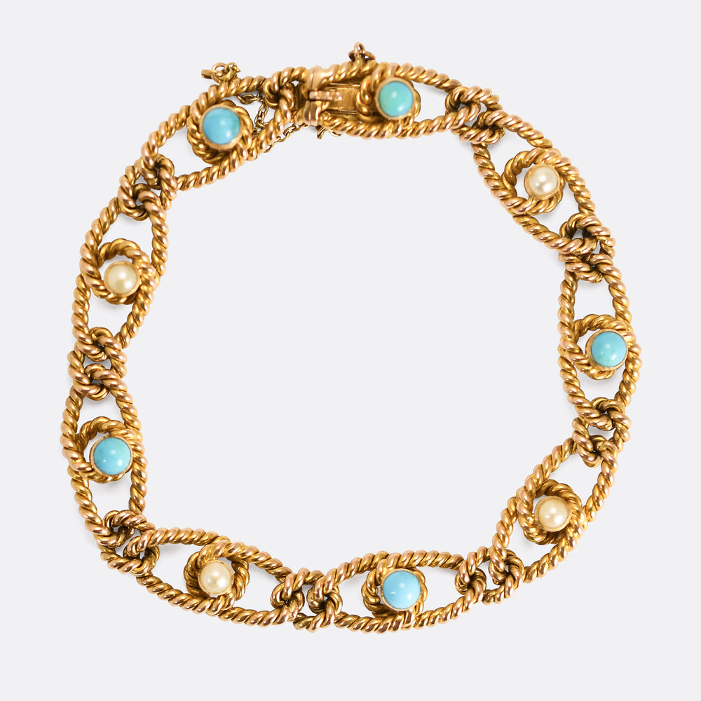 Victorian Turquoise & Pearl Bracelet