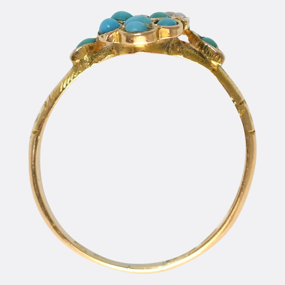 Victorian Turquoise & Pearl Forget-Me-Not Ring