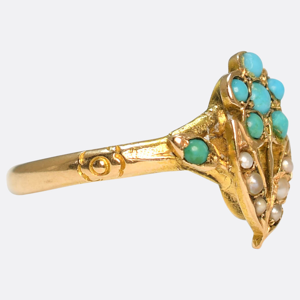 Victorian Turquoise & Pearl Forget-Me-Not Ring