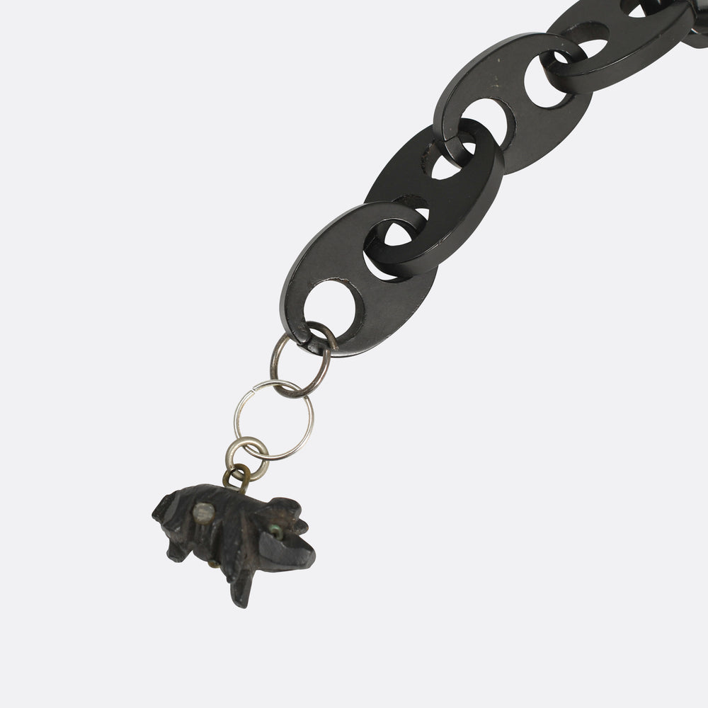 Victorian Vulcanite Chain Bracelet with Stanhope Charm