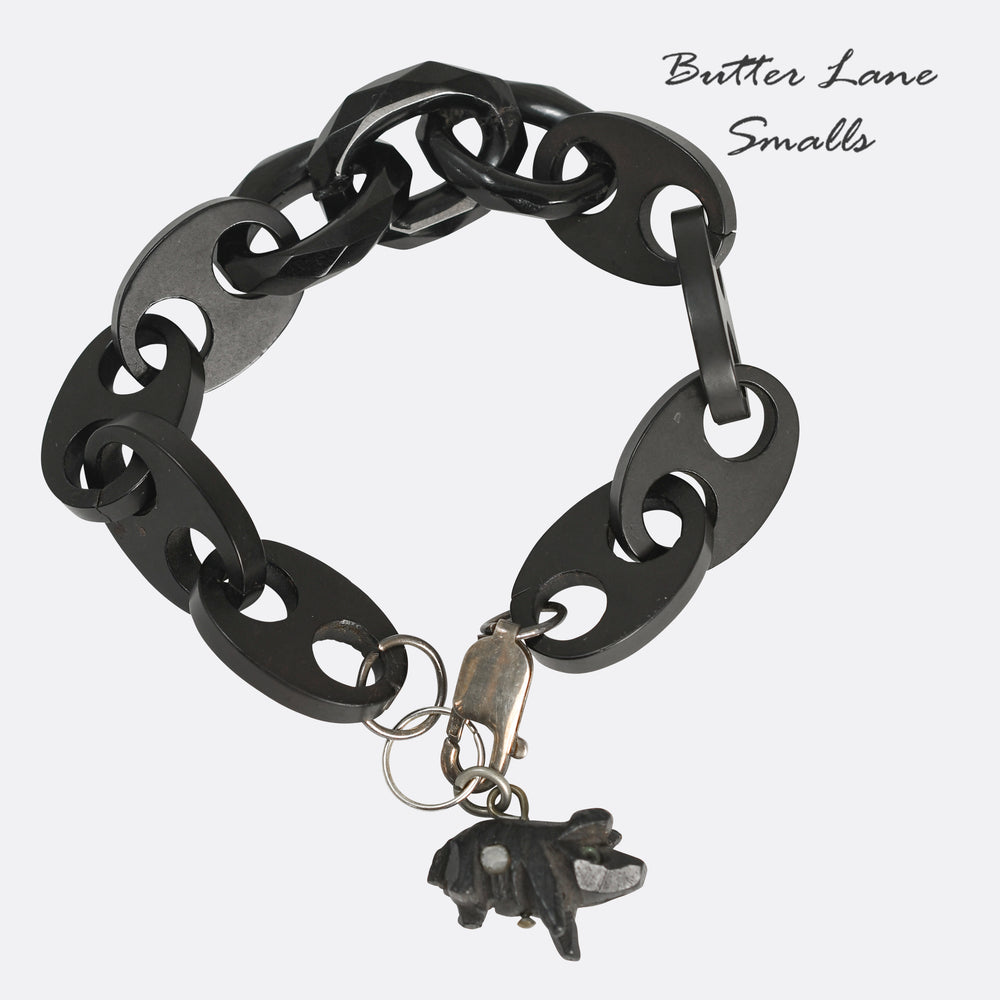 Victorian Vulcanite Chain Bracelet with Stanhope Charm