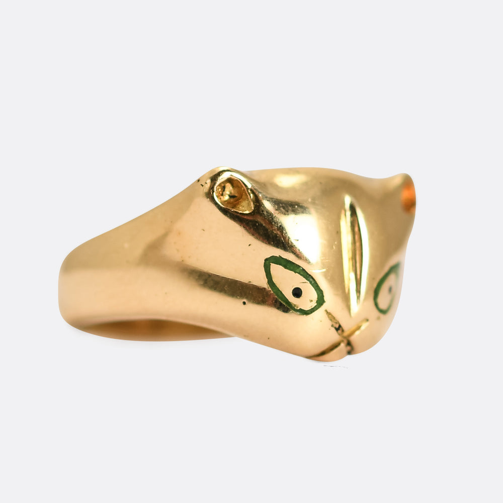 Vintage 18k Gold Cat Ring
