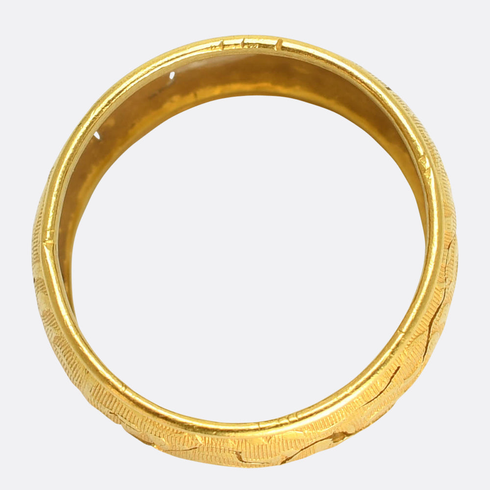Vintage 18k Gold Pierced Chunky Band
