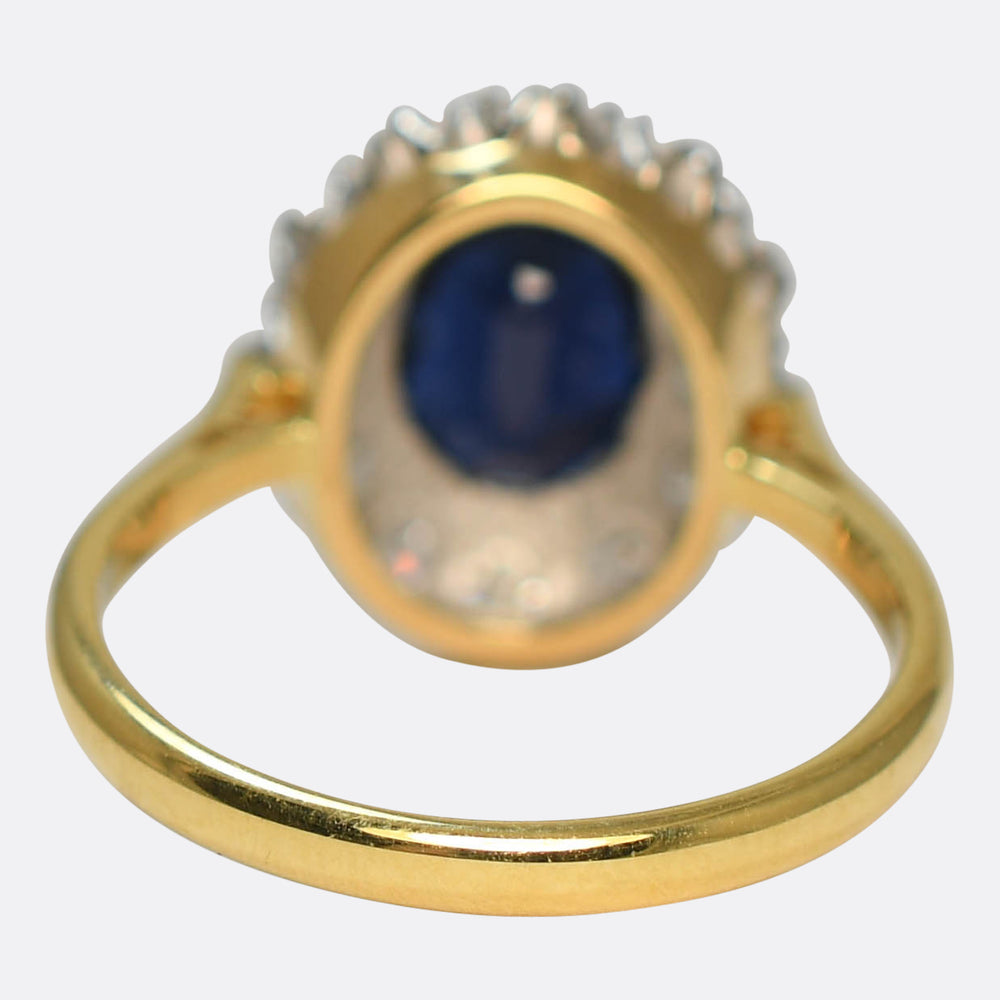 Vintage 2.12ct Sapphire & Diamond Cluster Ring