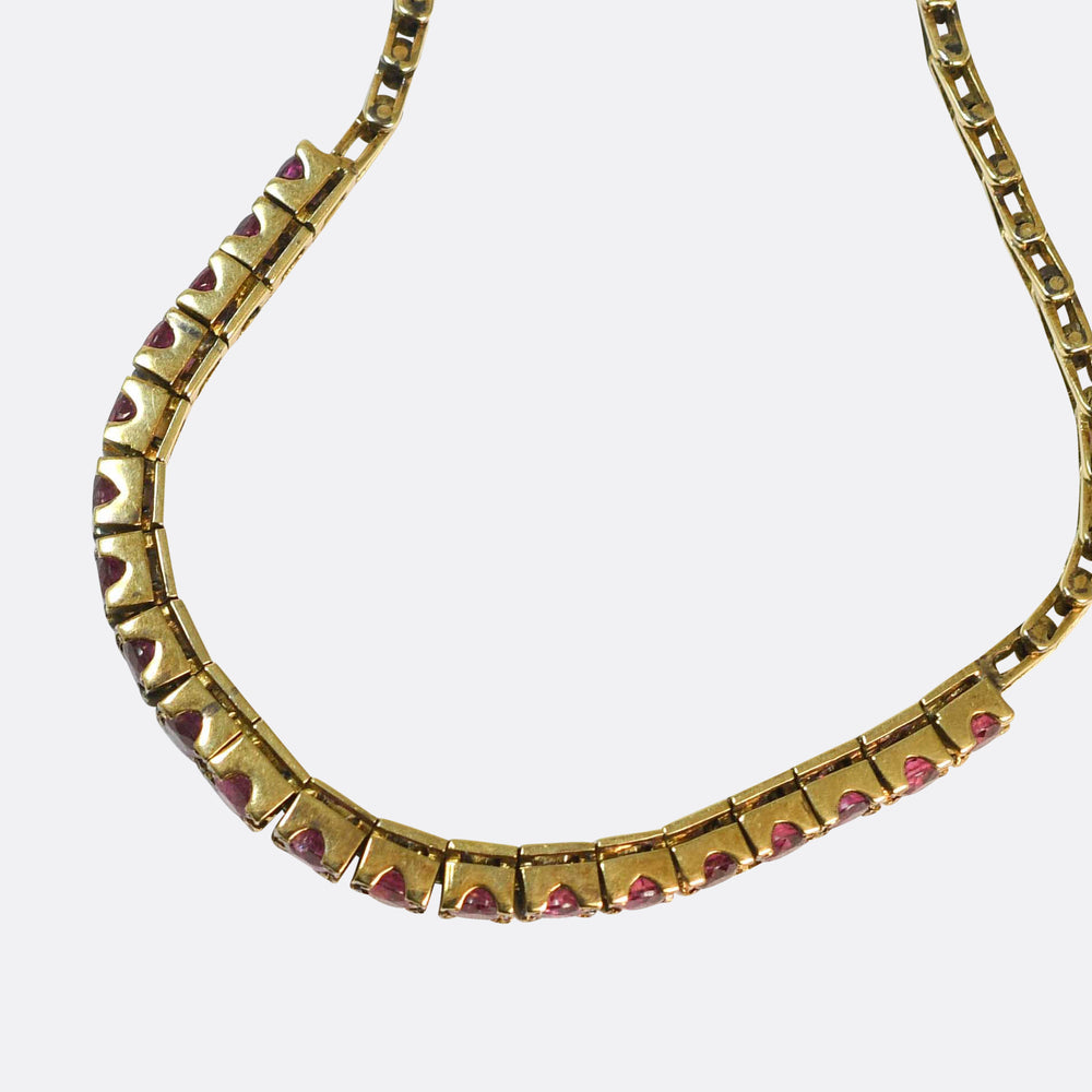 Vintage 2.6ct Ruby 14k Gold Bracelet