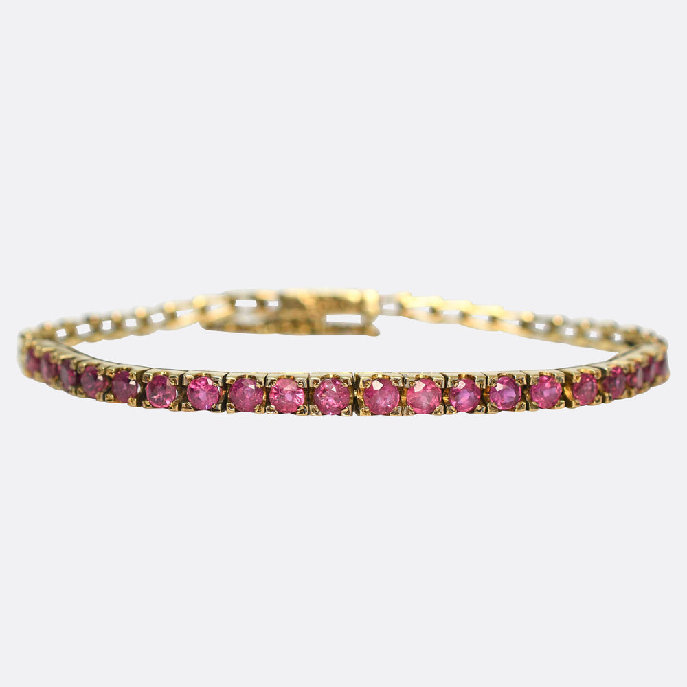Vintage 2.6ct Ruby 14k Gold Bracelet