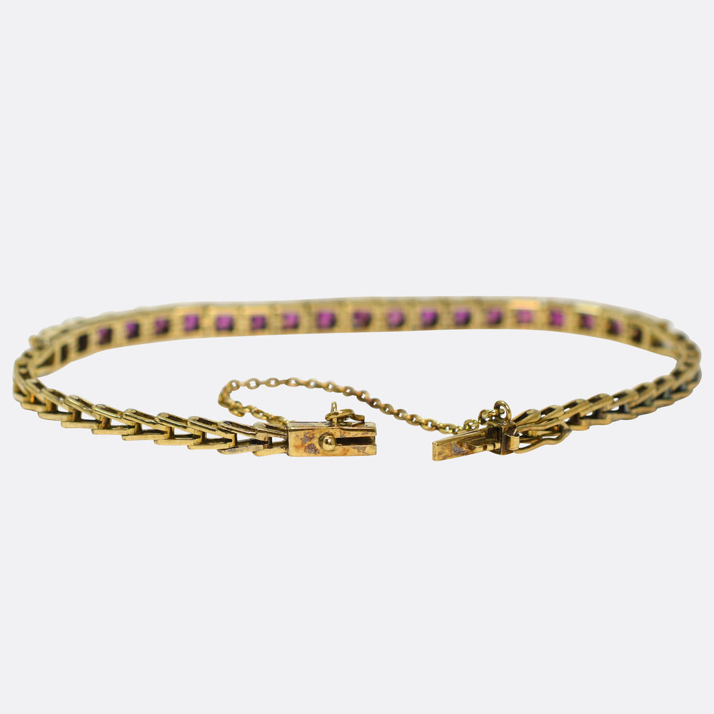 Vintage 2.6ct Ruby 14k Gold Bracelet