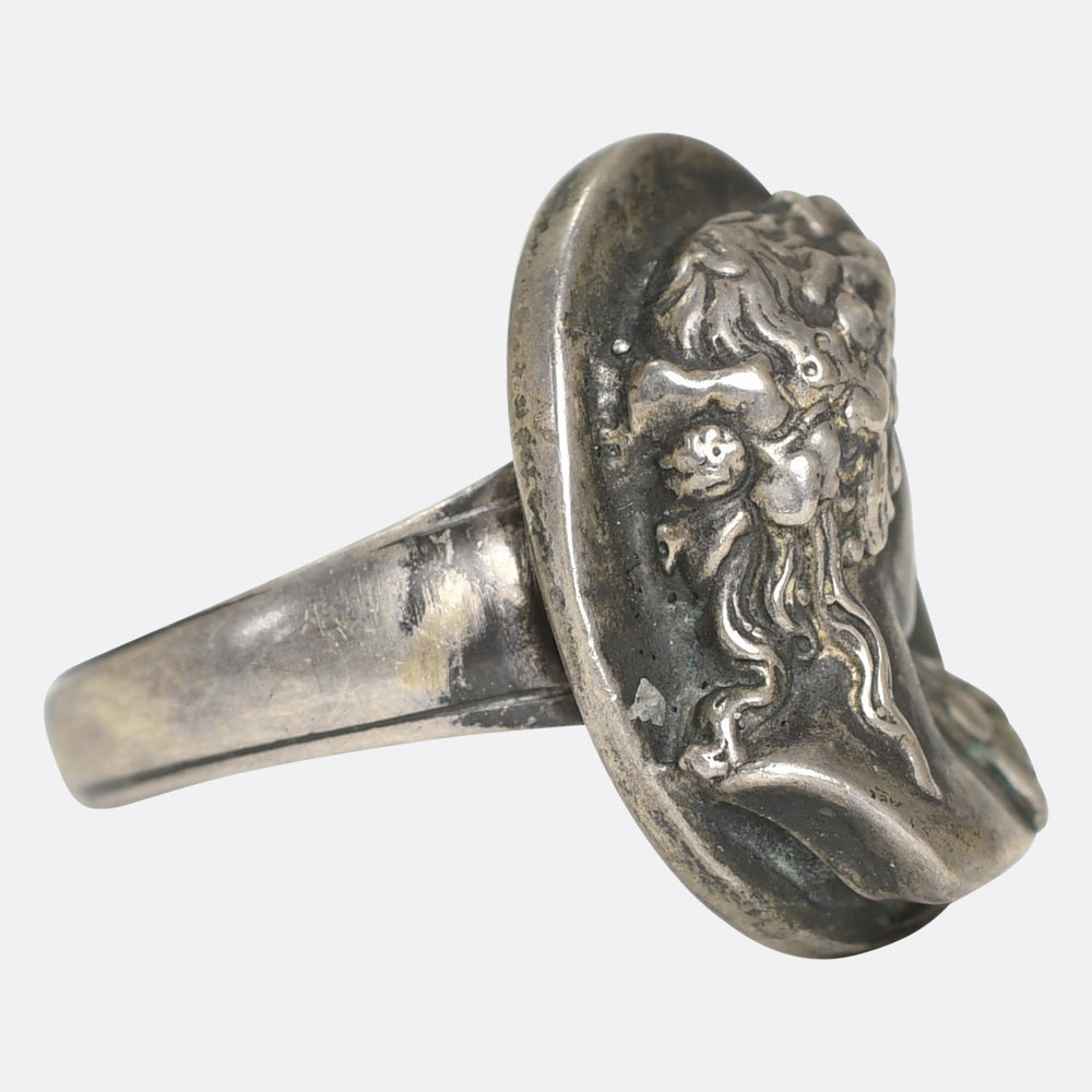 Vintage Antinous Silver Cameo Ring