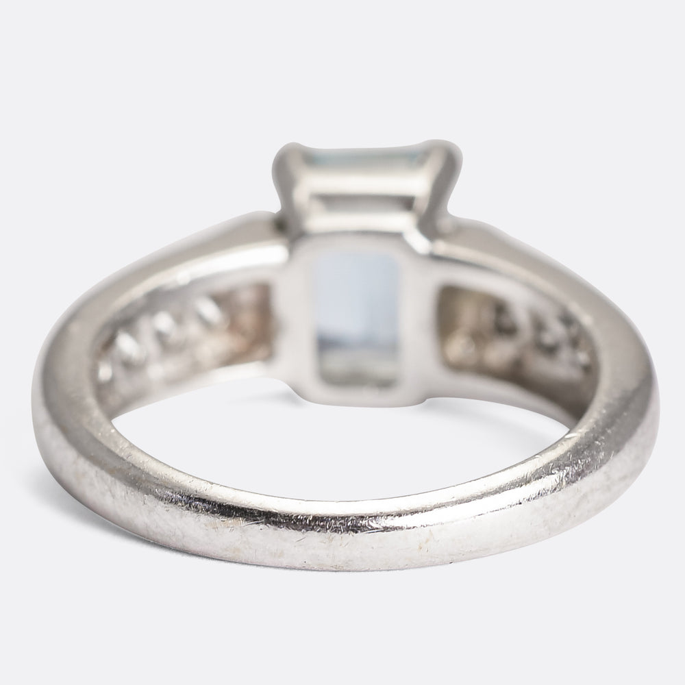 Vintage Aquamarine & Diamond Solitaire Ring