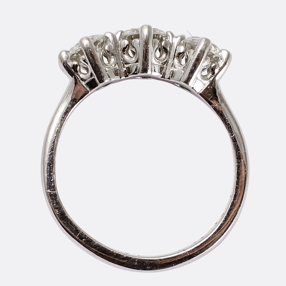Vintage Diamond 1.4 Carat Trilogy Engagement Ring