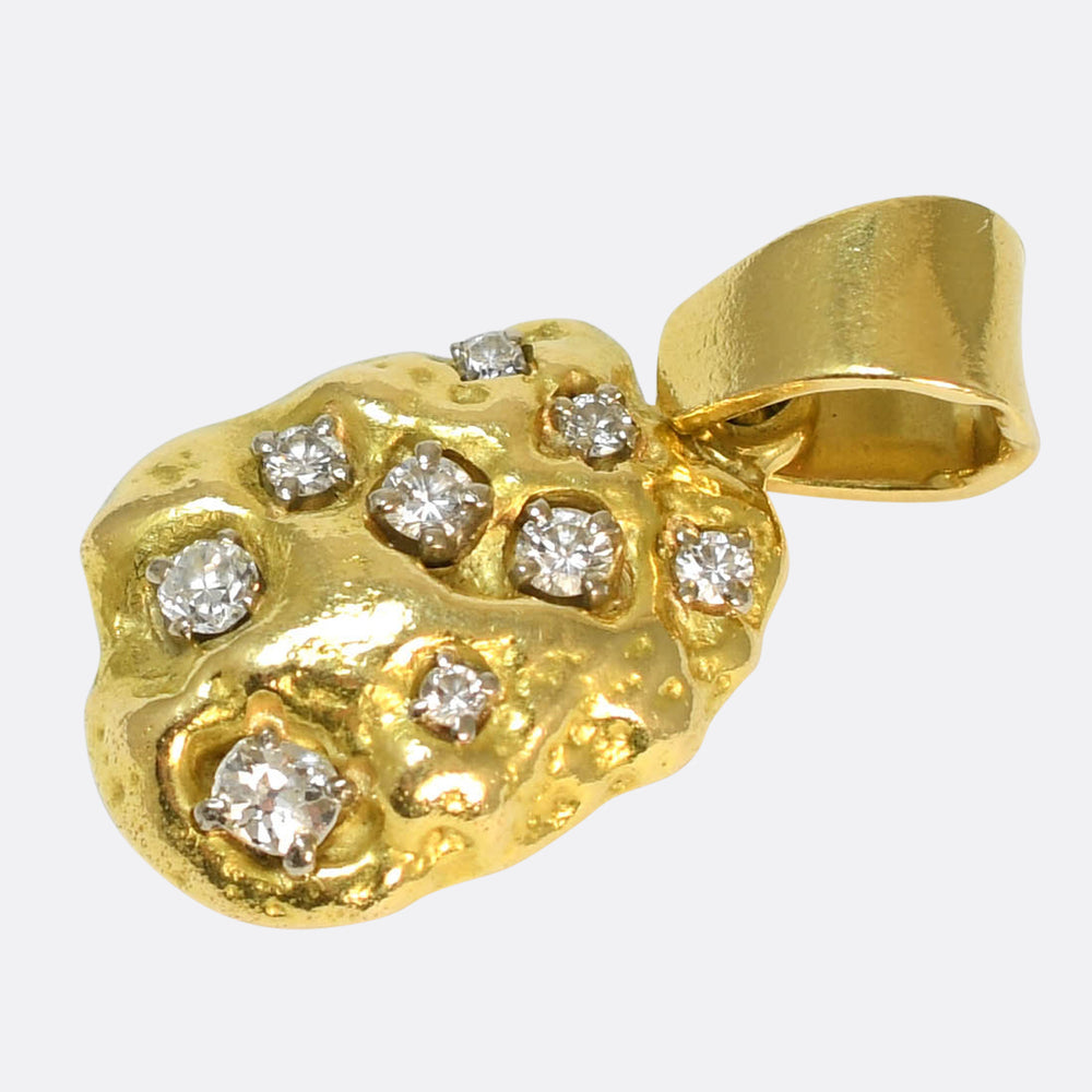 Vintage Diamond Gold Nugget Pendant