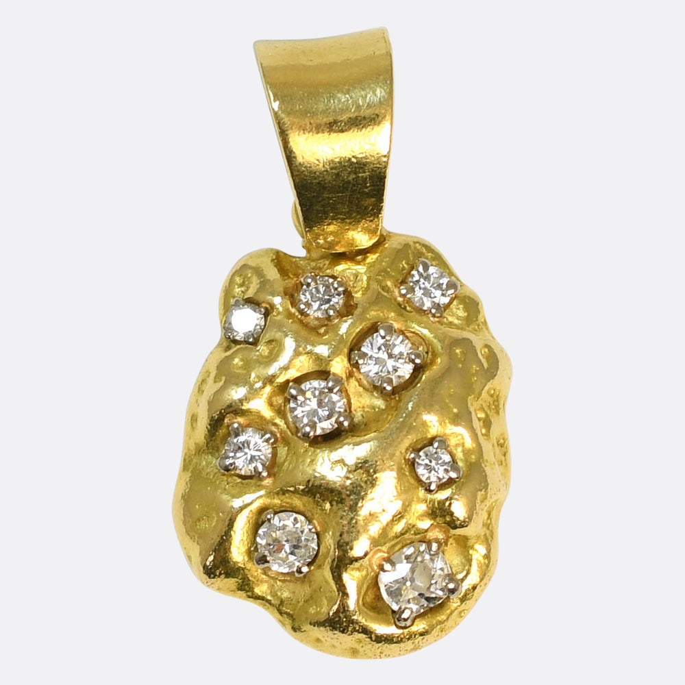 Vintage Diamond Gold Nugget Pendant