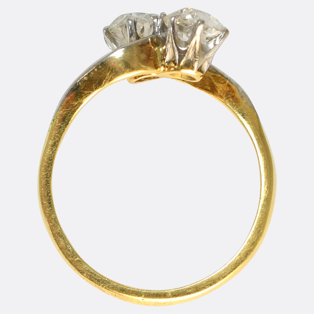 Vintage Diamond Toi et Moi Crossover Ring
