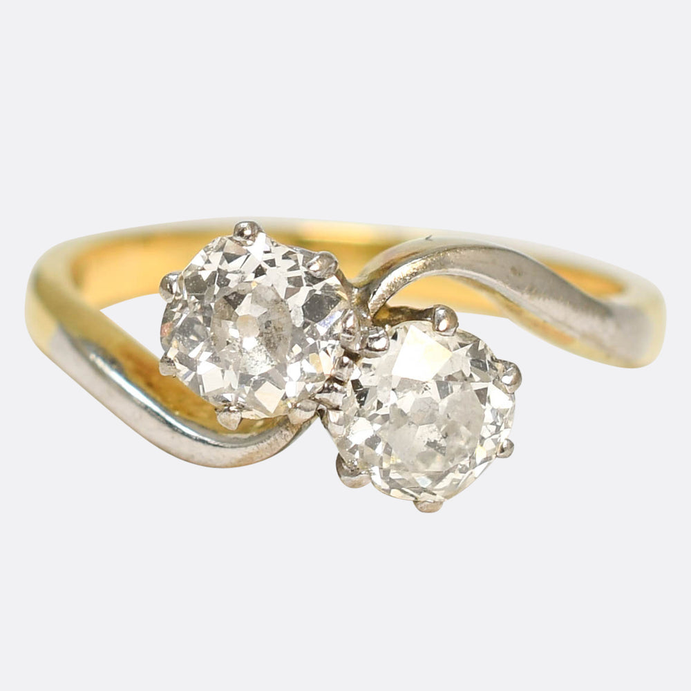 Vintage Diamond Toi et Moi Crossover Ring
