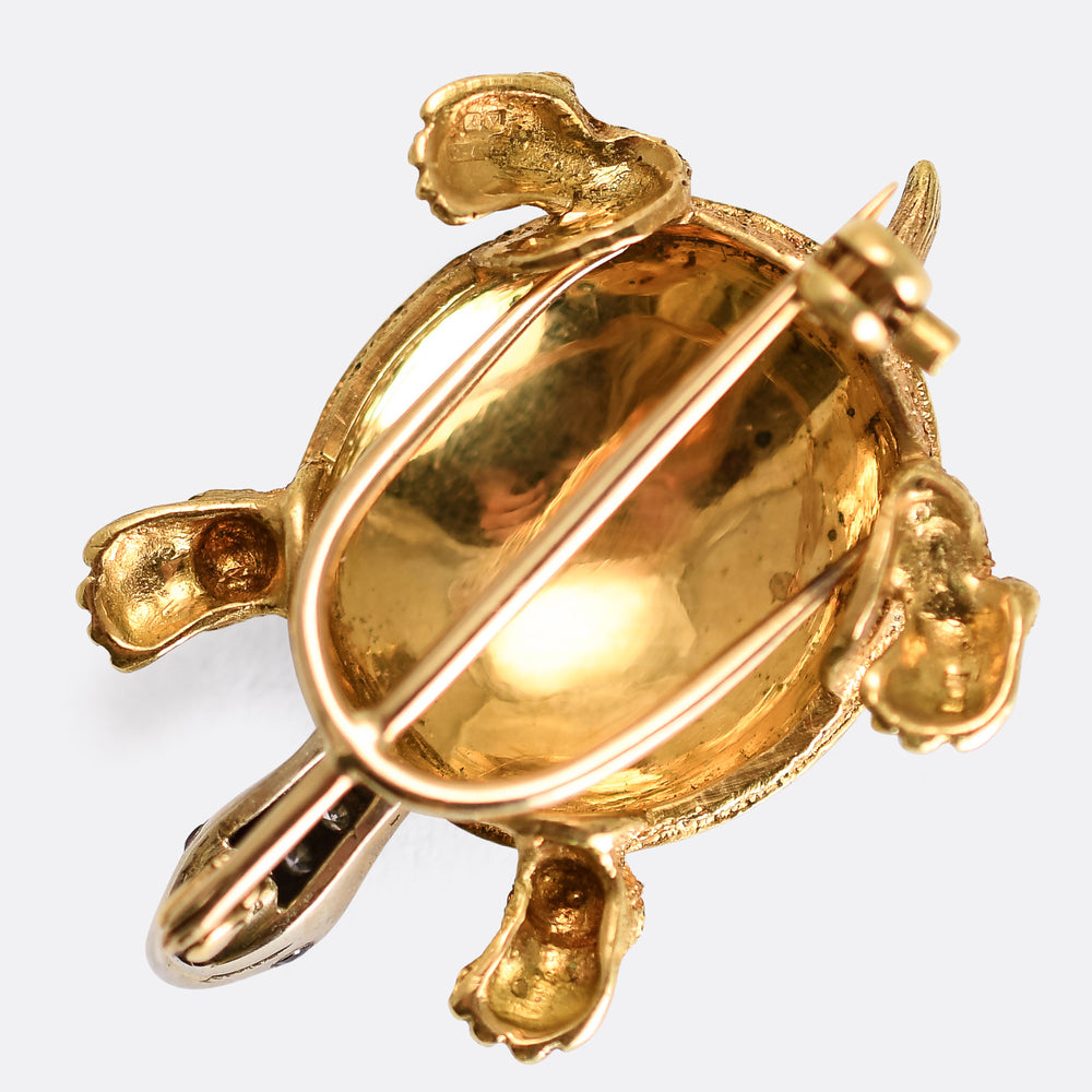 Vintage Diamond & Enamel Turtle Brooch