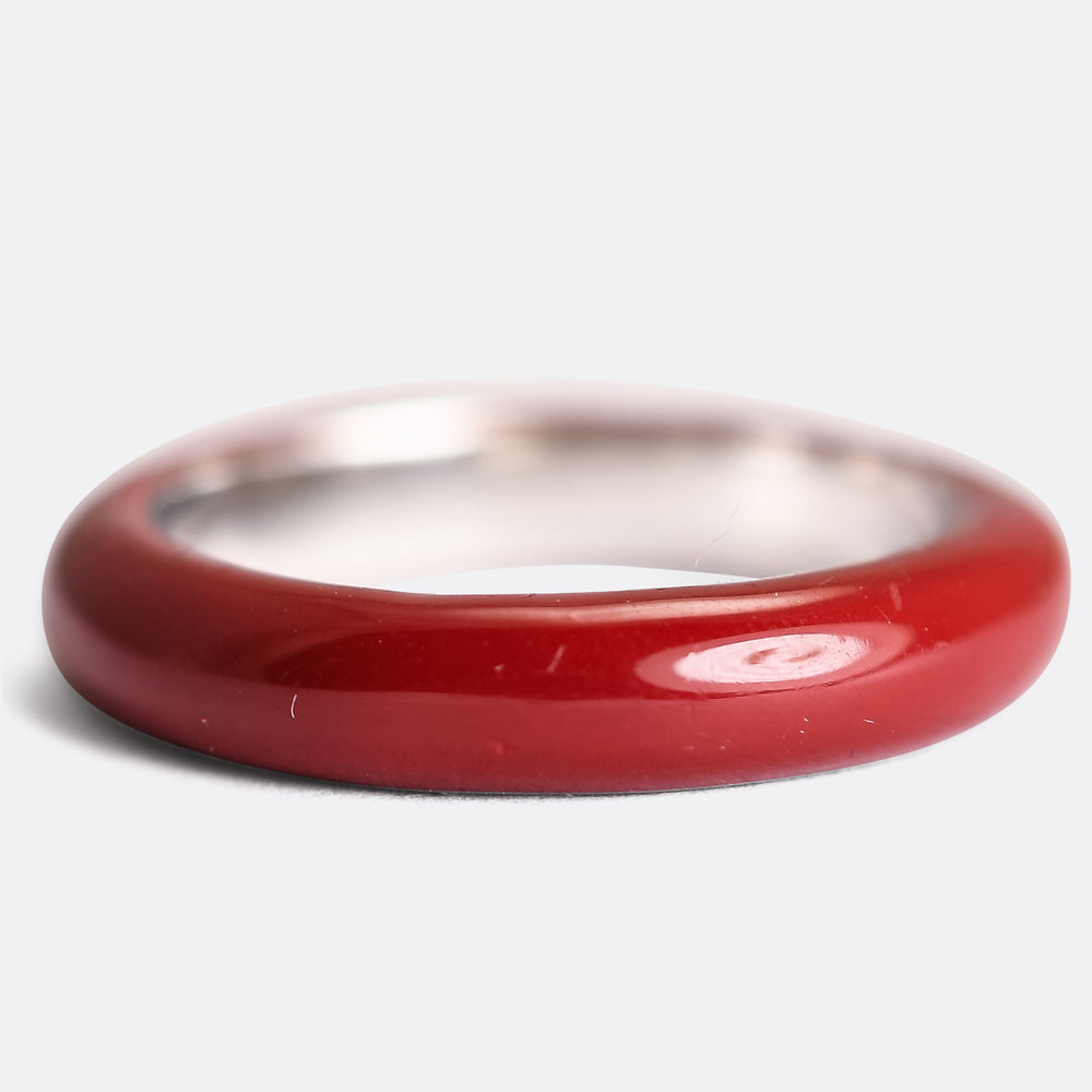 Vintage Diamond & Red Enamel Band