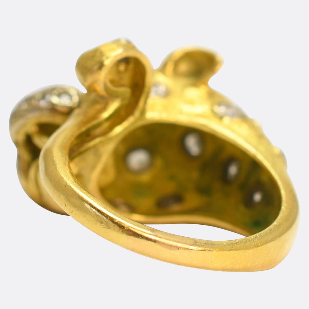 Vintage Diamond & Ruby 18k Gold Leopard Ring
