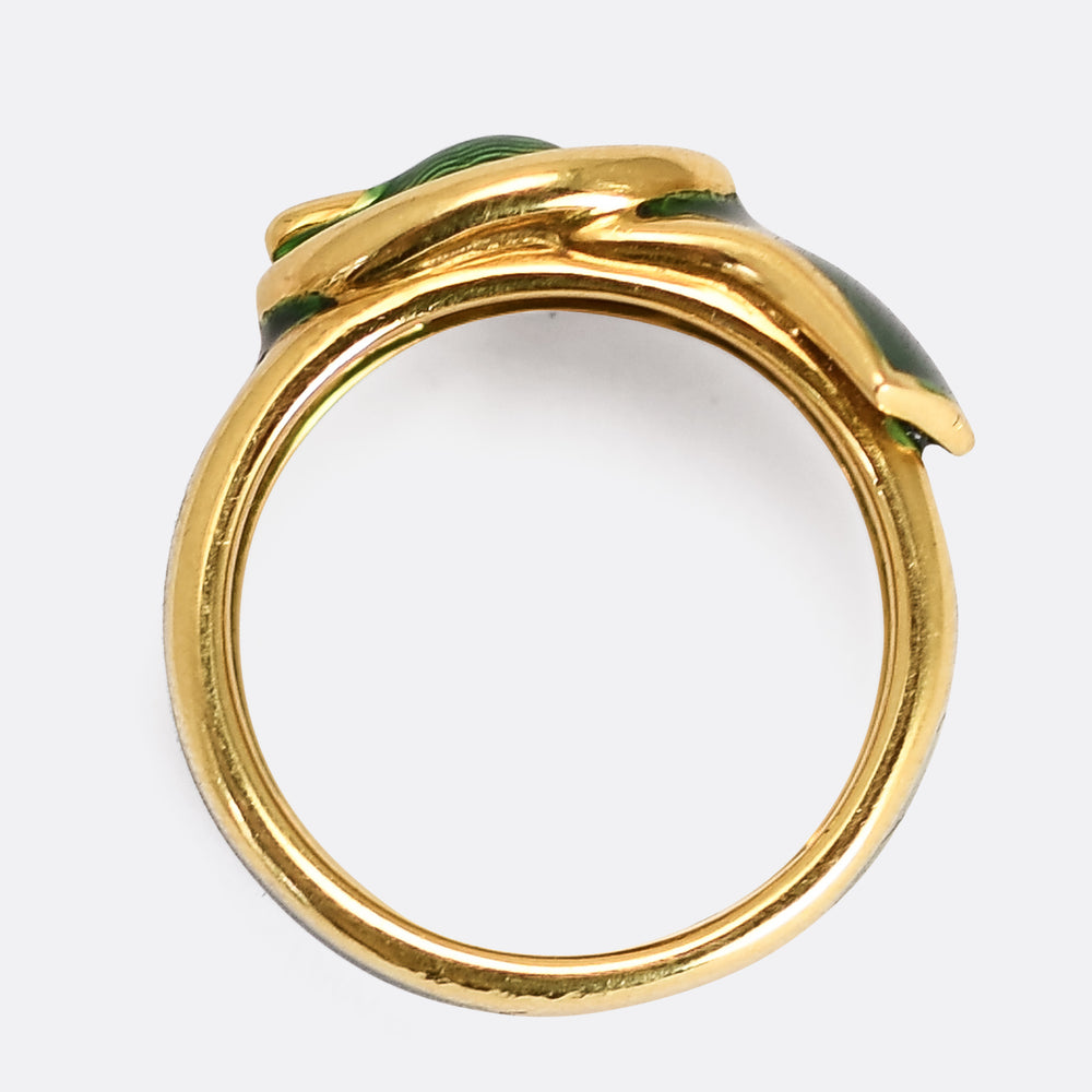 Vintage Fred of Paris Guilloché Enamel Buckle Ring