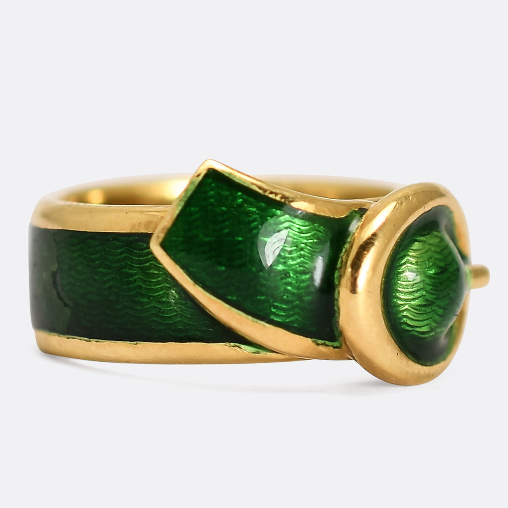 Vintage Fred of Paris Guilloché Enamel Buckle Ring