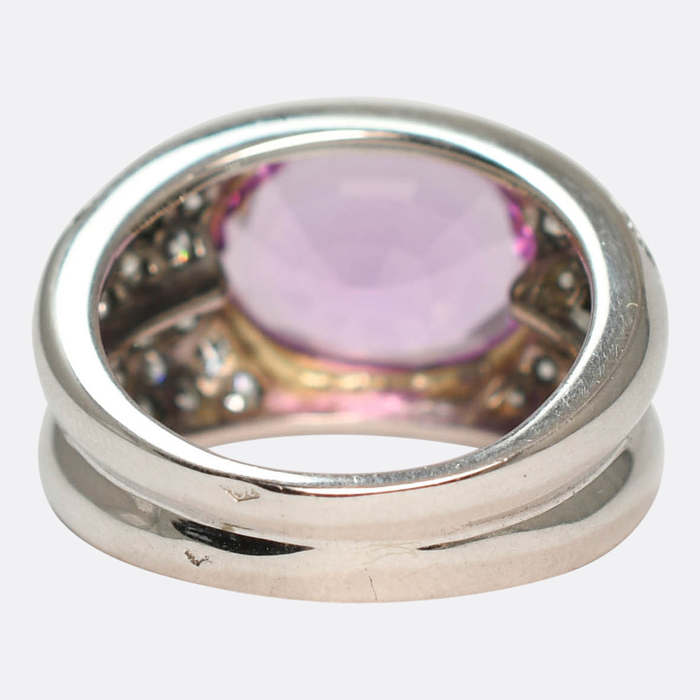 Vintage French 5.68ct Pink Topaz & Diamond Statement Ring