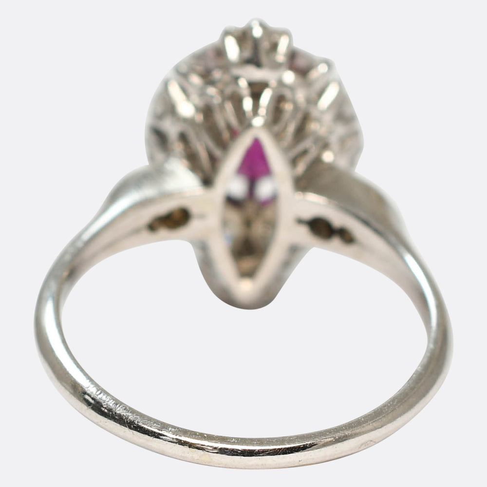Vintage French Ruby & Diamond Cluster Ring