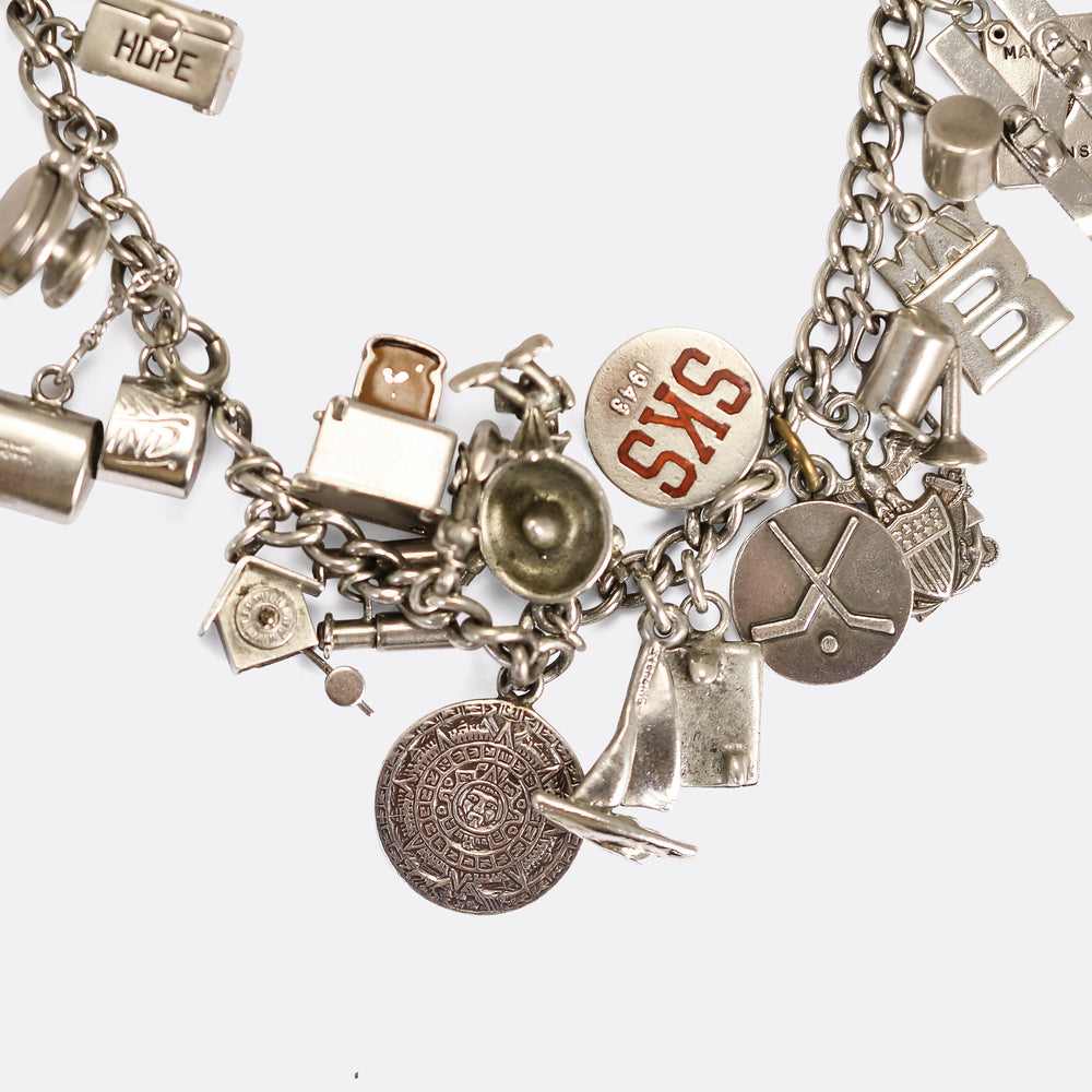 Vintage Fully Loaded Silver Charm Necklace