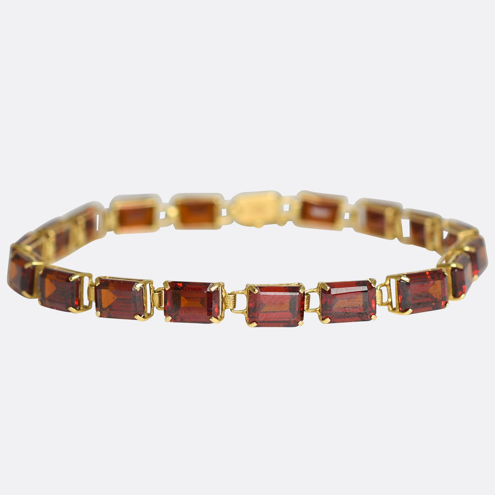 Vintage Garnet 14k Gold Line Bracelet