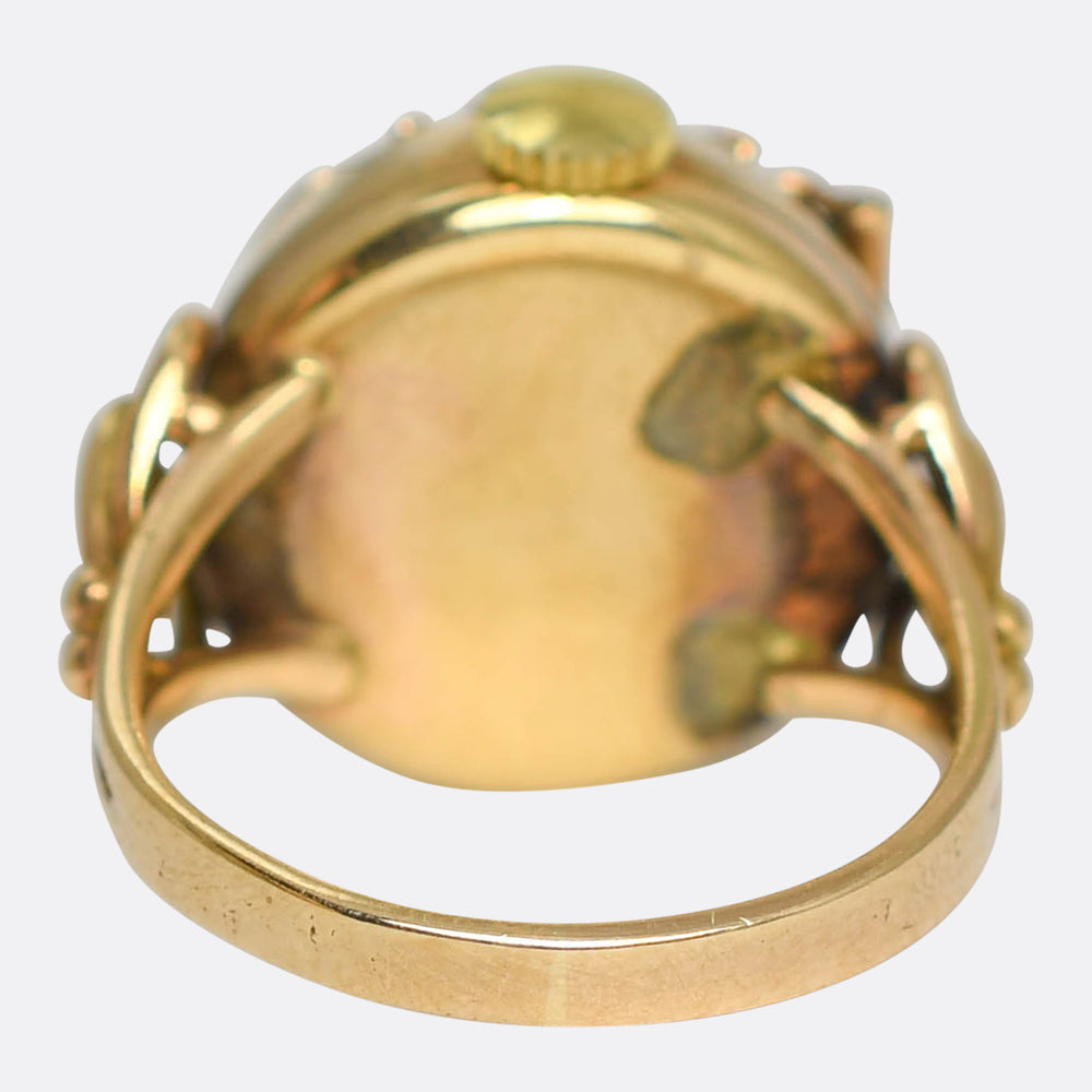 Vintage Gold Floral Watch Ring