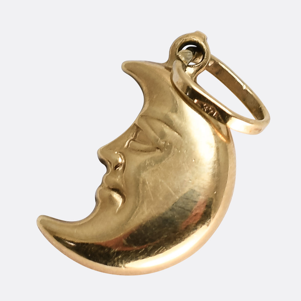 Vintage Gold Man in the Moon Charm