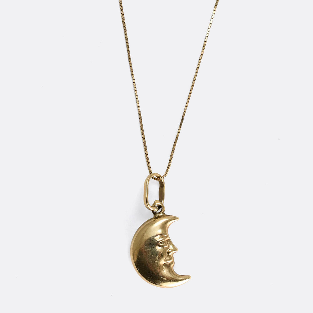 Vintage Gold Man in the Moon Charm