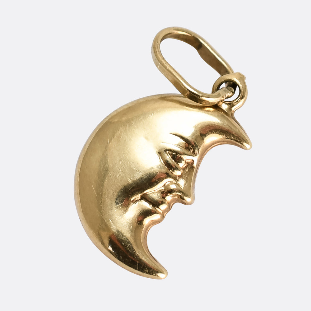 Vintage Gold Man in the Moon Charm