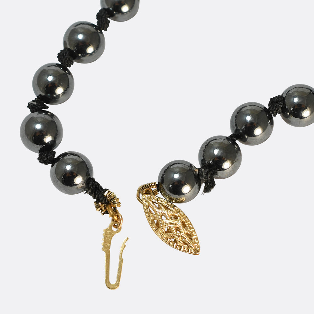 Vintage Hematite Bead Necklace