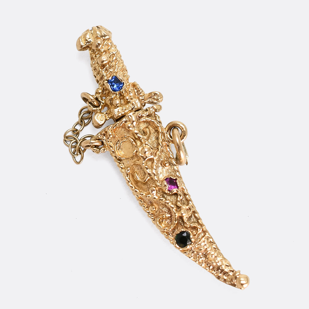 Vintage Multi-Gem Dagger Charm