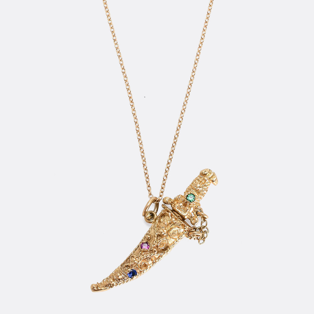 Vintage Multi-Gem Dagger Charm