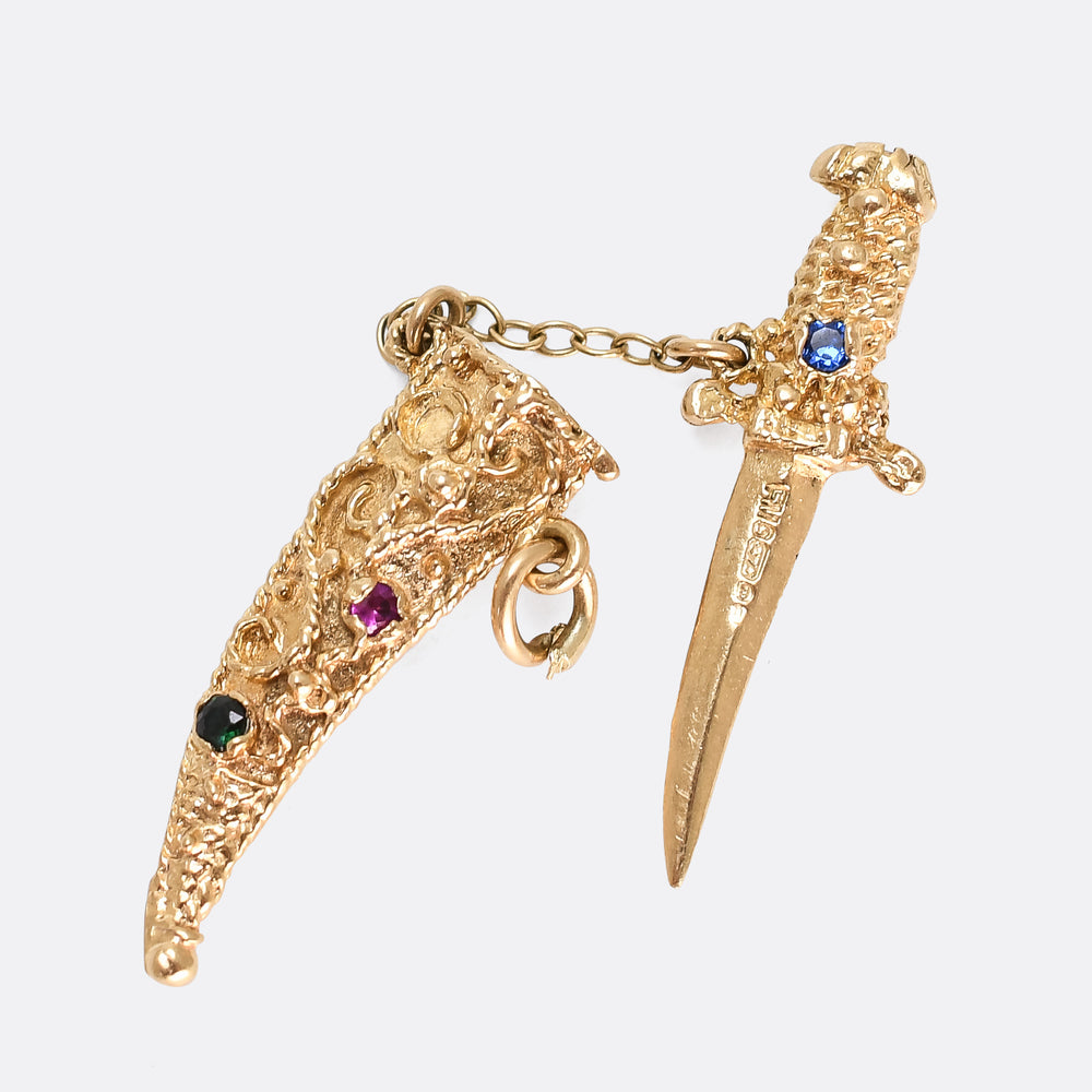 Vintage Multi-Gem Dagger Charm