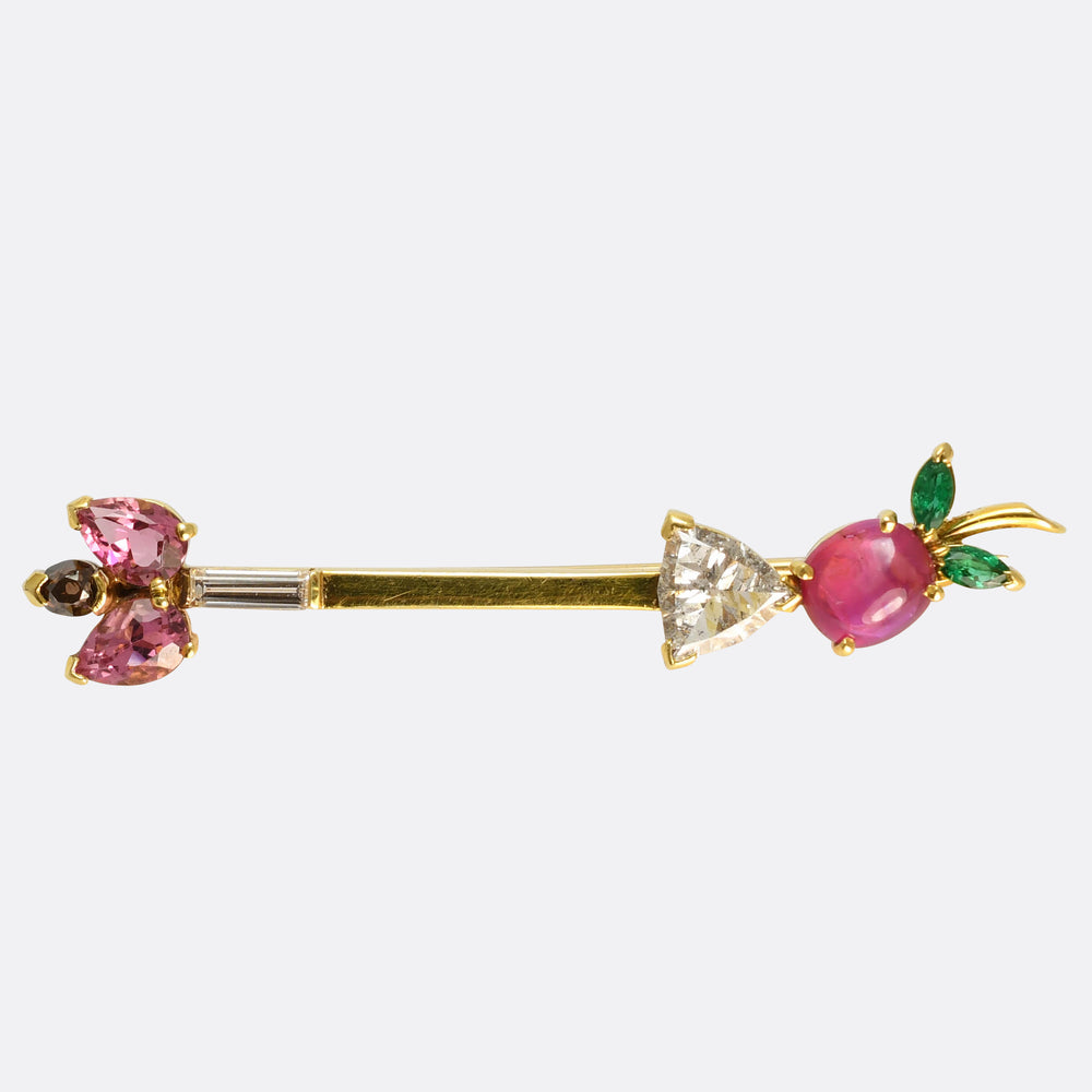 Vintage Multi-Gem The Apple and the Arrow Brooch