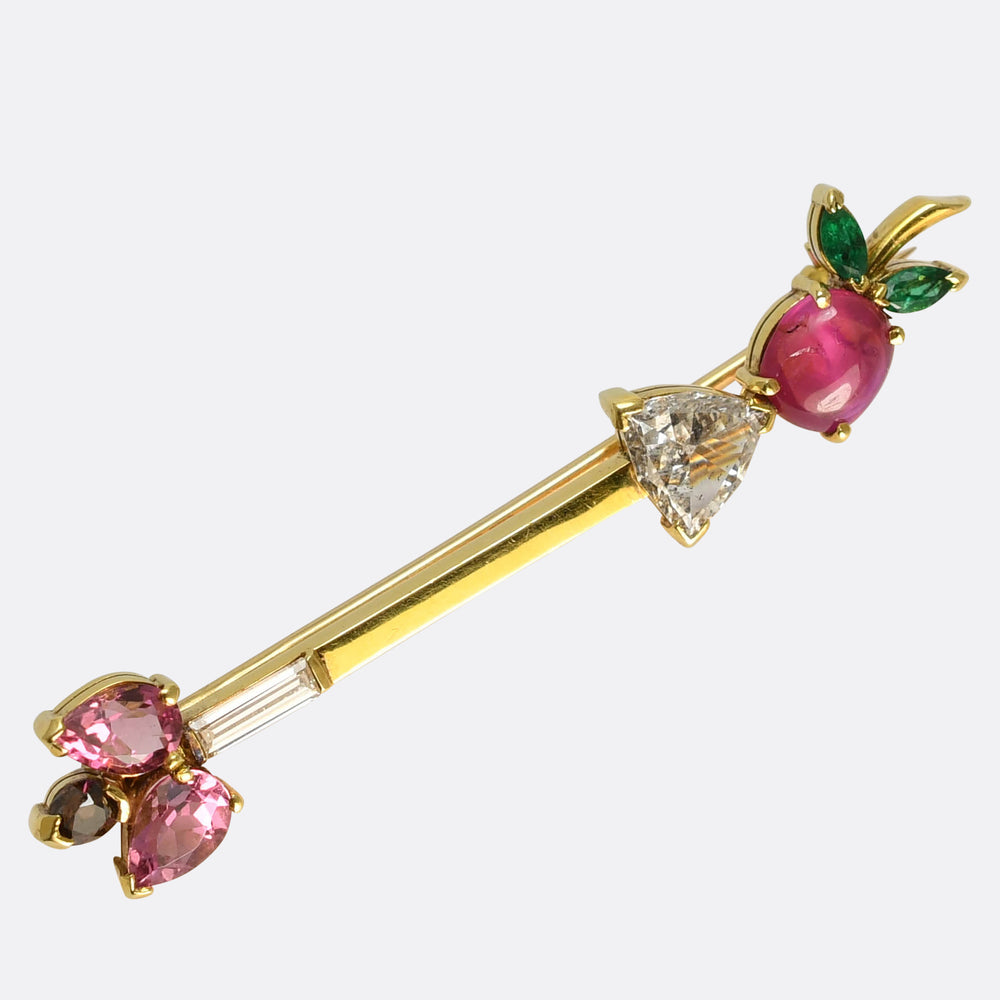 Vintage Multi-Gem The Apple and the Arrow Brooch