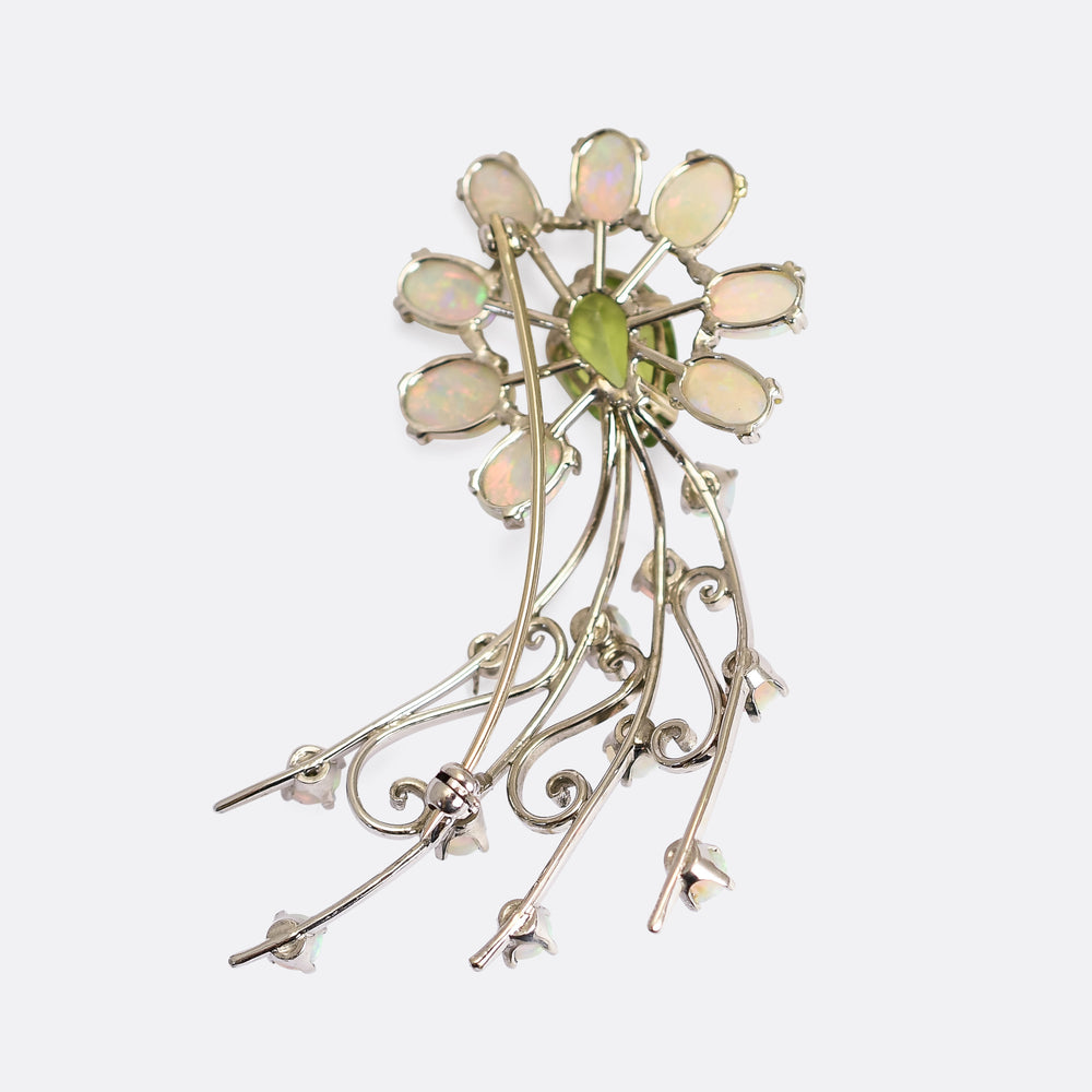 Vintage Peridot & Opal Comet Brooch