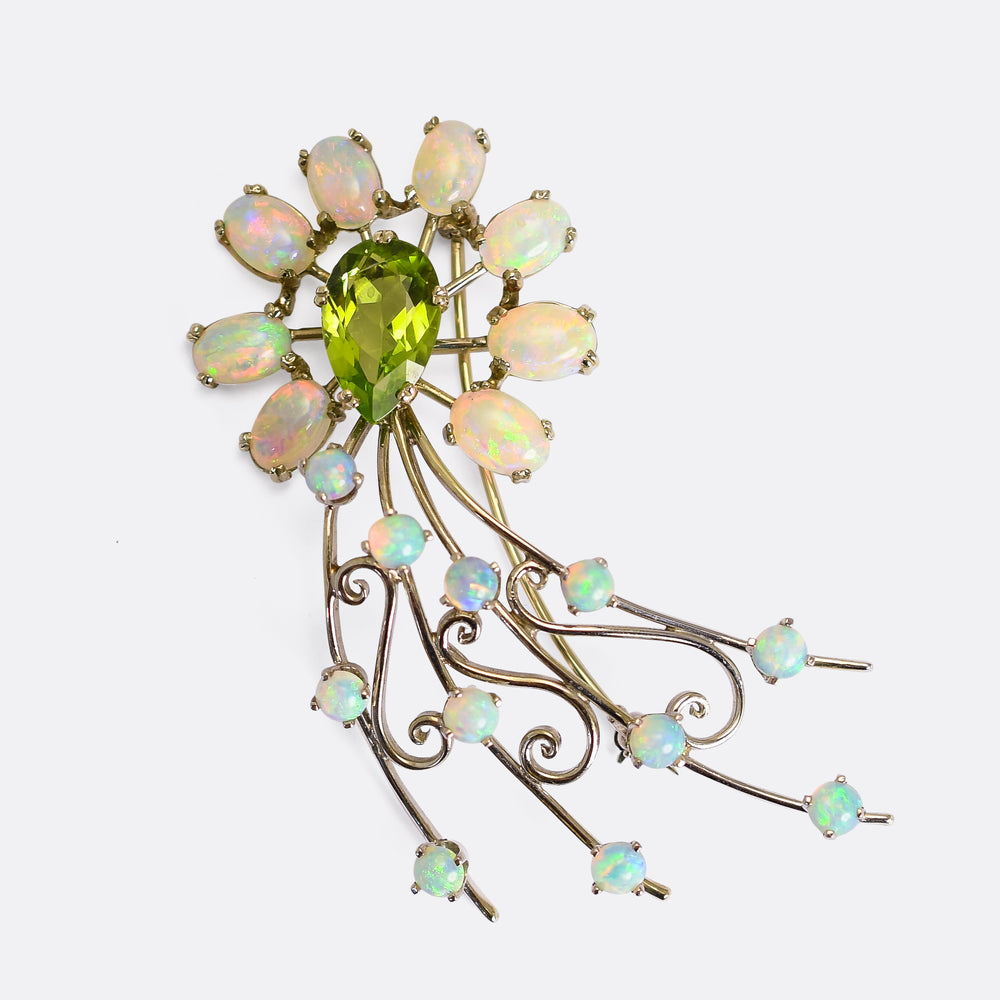 Vintage Peridot & Opal Comet Brooch