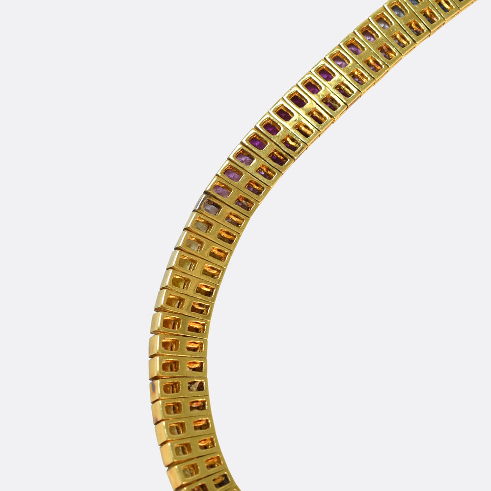 Vintage Rainbow Sapphire 18k Gold Necklace