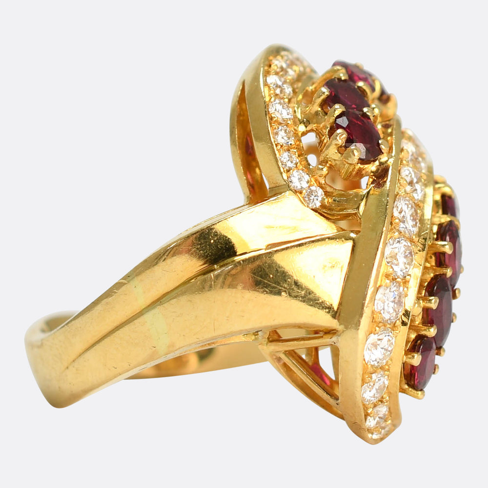 Vintage Ruby & Diamond Swirling Cocktail Ring by Kutchinksy