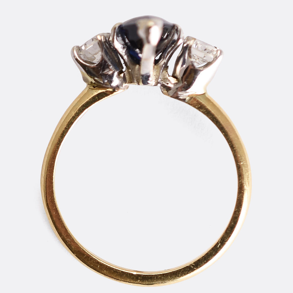 Vintage Sapphire & Diamond 3-Stone Ring