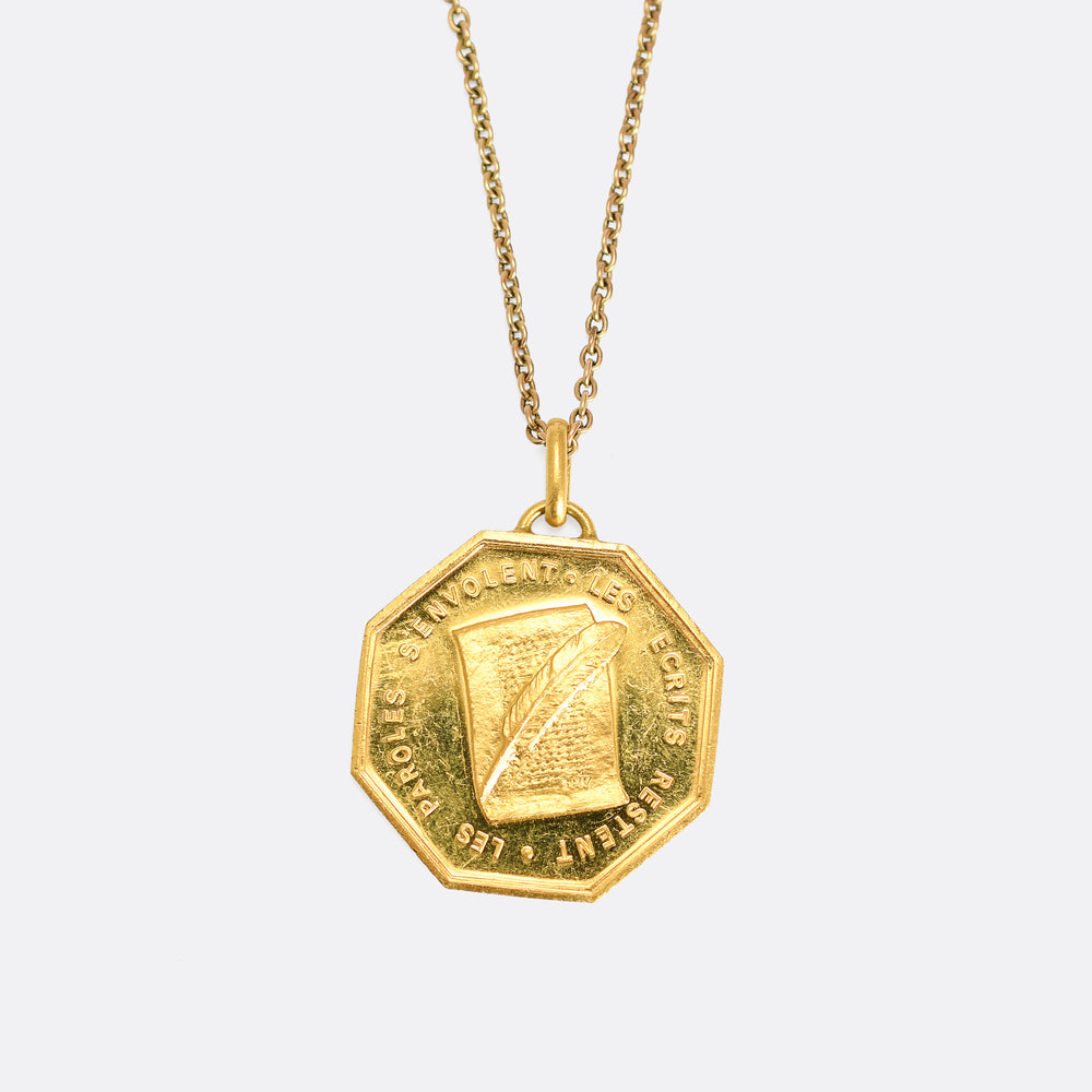Vintage Words Disappear, Writings Remain Pendant
