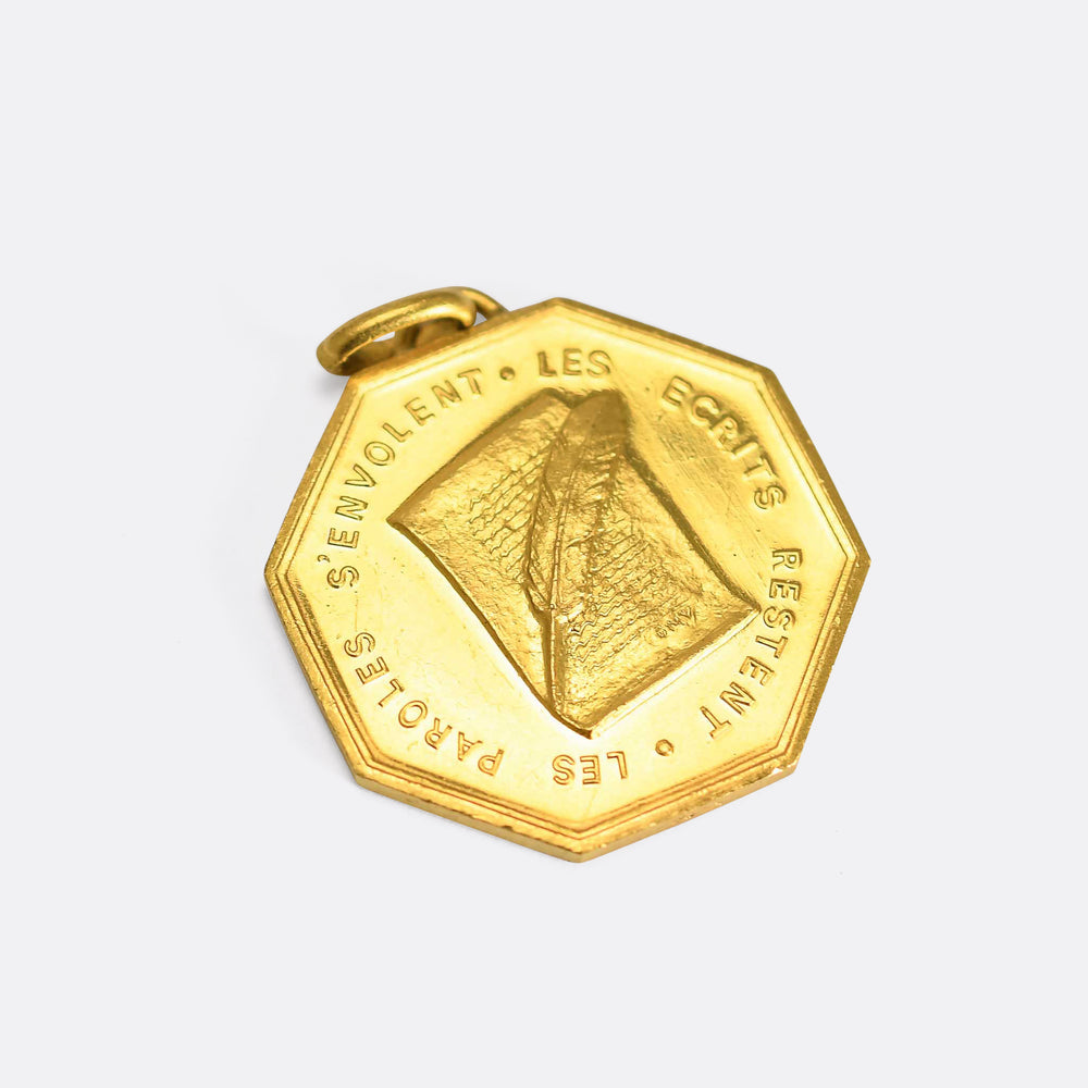 Vintage Words Disappear, Writings Remain Pendant