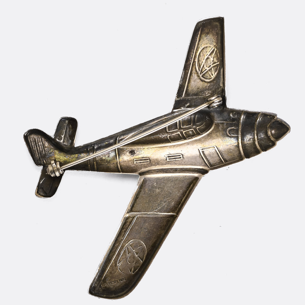 WW2 Silver Fighter Aircraft Sweetheart Brooch