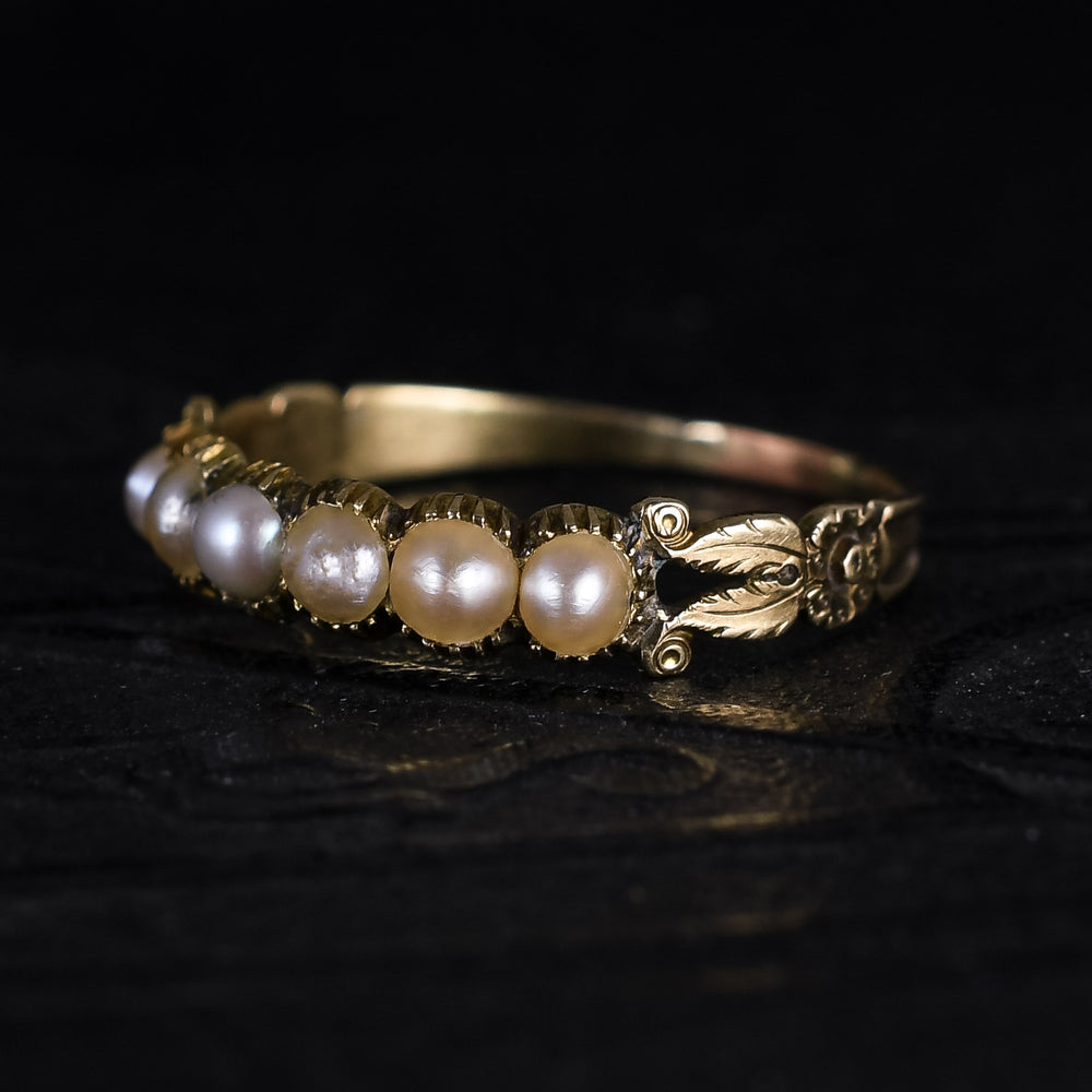 Georgian Pearl Half Hoop Eternity Ring