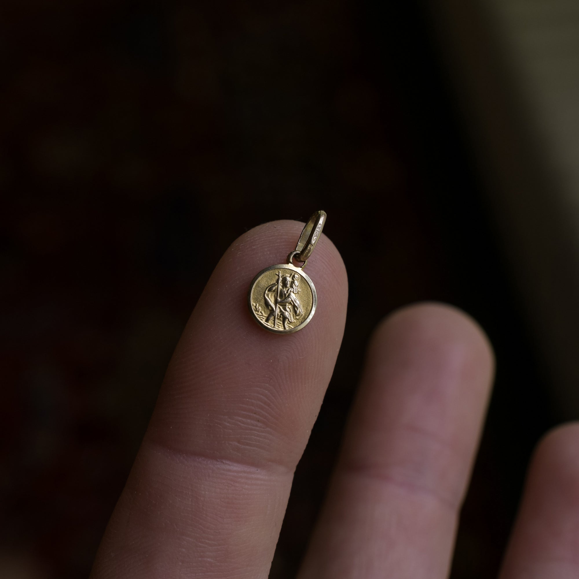 Tiny Art Deco Gold St. Christopher Charm Butter Lane Antiques