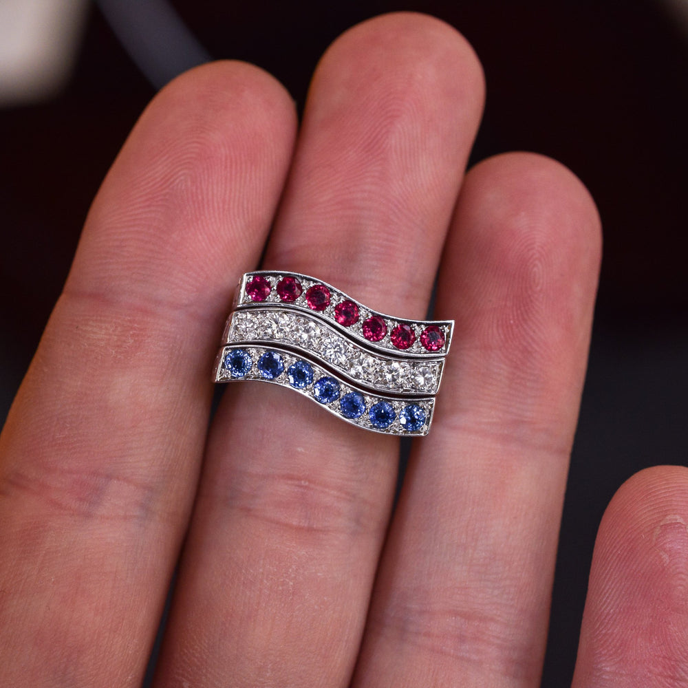 Stephen Webster NY UK Red White & Blue Stacking Rings